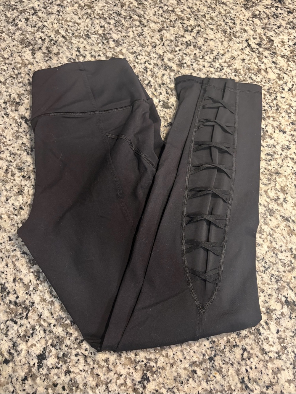 Victoria's Secret Black Leggings with Side Lattice Detail